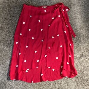 LOFT Red and White Polka Dot Skirt